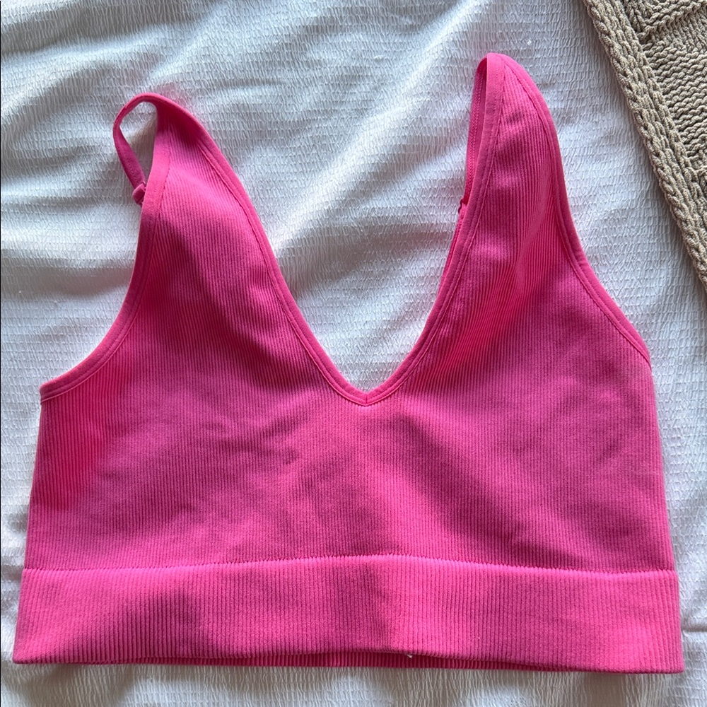 Garage Hot Pink Ribbed Bralette